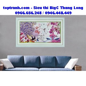 Tranh thêu đồng hồ vợ chồng
